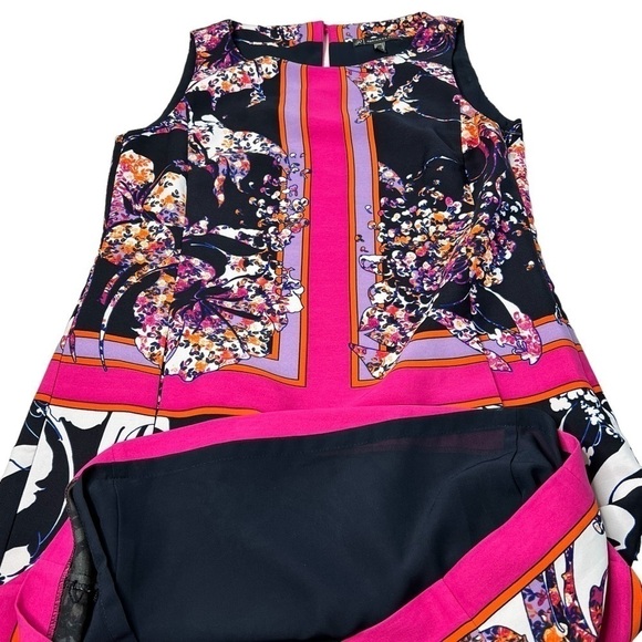 ADRIANNA PAPELL Hot Pink Multi Colored Sleeveless Dress With Pockets Size 4 - Picture 11 of 16